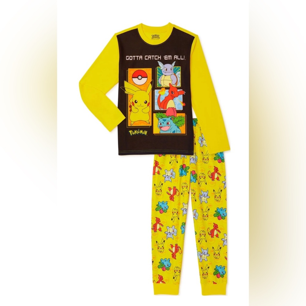 Pokemon Long Sleeve Shirt And Pant Pajama Set, 2-Pieces- kids size 10/12